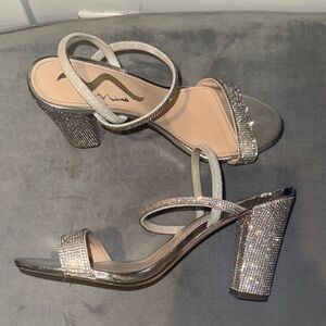 Nina Sparkling Silver Block Heels